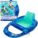 Swimways Elite Spring Float Recliner Pool Lounge Chair, Inflatable Pool Floats with Fast Inflation, Pool Recliner for Adults up to 250 lbs