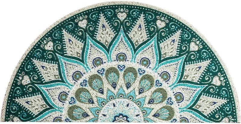 Chrasy European Style Semicircle Shape Entrance Door Rug Shoes Scraper Mats Dirt Trapper Front Door Mat PVC Material Indoor and Outdoor Mats for Front Door, Easy to Clean - 15.74x31 .49 Inch (Type C)