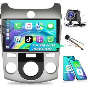 Car Stereo Radio for Kia Forte 2009 2010 2011 2012 2013 2014 2015 2016 2017 with Wireless CarPlay Android Auto 9" Touch Screen Bluetooth Audio with GPS Mirror Link WiFi RDS Hi-Fi Backup Camera MIC
