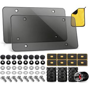 License Plate Cover & Frames: 2PCS Clear License Plate Protector, Unbreakable Covers for Protecting Front/Rear License Plate with Screws, Cover for Most US License Plates