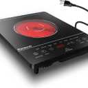 Single Burner Electric Cooktop, Portable Electric Stove 110v with plug, Touch Stove Electric with Safety Lock, Timer, Kitchen Cooking Electric Stove With 9 Power Levels, 1800W