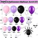 Halloween Balloon Arch Kit,120Pcs Pink Purple Black Latex Balloons and Spider Ghost Balloon for Halloween Birthday Bachelorette Baby Shower Wedding Party Decoration