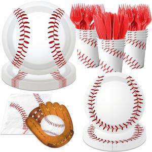 Baseball Party Decorations,168pcs Baseball Birthday Decorations Tableware Baseball Plates and Napkins Cups for Boy Birthday Party,Serve 24