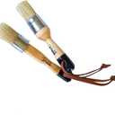 Chalk & Wax Paint Brush Set - 1x Flat & Round Furniture Brushes - 1' Small Paint Brush Duo Stencil, Milk & Wax Paintbrush, Large, Small