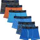 Hanes Boys' X-Temp Boxer Briefs, Moisture Wicking Breathable Underwear, Tagless, Assorted 6 Pack (Large, Orange/Blue - 6 Pack)