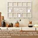 Cinnvoice Oversize Coffee Mug Display Shelf for Wall Wood Coffee Mug Rack Wall Mounted Shelf Cubes Cup Hooks Hanger with Bar Sign Decor for Kitchen Station Bar Accessories(Old White)