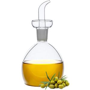 10 oz / 300 ml Clear Glass Olive Oil Dispenser Bottle - Oil & Vinegar Cruet with Pourers and NO Funnel Needed - Olive Oil Carafe Decanter for Kitchen and BBQ