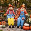 Libima 2 Pack 60" Sitting Scarecrows Fall Harvest Thanksgiving,Charming
Halloween Scarecrow Decoration Outdoor Fall Life Size Scarecrows Thanksgiving Autumn Harvest Decoration for Garden Yard Porch