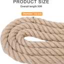 Jute Rope,1/2 inch x 50 FT Natural Twisted Manila Heavy Duty Hemp Ropes for Crafts,Swing for Tree,Gardening, Bundling, Hammock, Nautical, Tug of War, Railings, Home Decorating