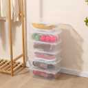 Shoe Storage Box Clear Plastic Stackable Storage box with Lid Durable Closet Containers for Shoes, Crafts and Art Supplies 5 pack