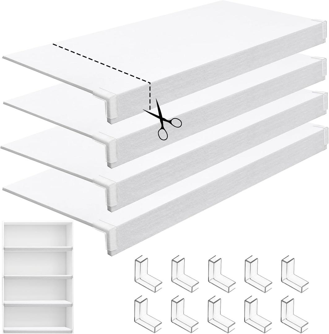 Maxdot 4 Pcs Cuttable Wire Rack Covers 30 × 16 Inch Felt White Shelf Covers for Wire Shelving Shelf Liners 0.35 Inch Thick Removable Shelves Covering for Pantry Store Kitchen Removable Closet Office