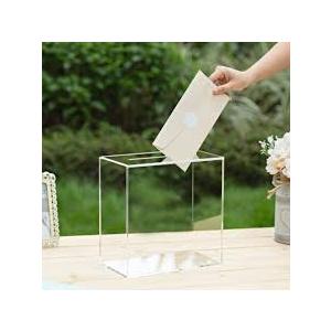 UNIQOOO Clear Acrylic Card Box w/Slot, Thick DIY Wedding Box Blank No Print, Large 10x10x5.5 in, for Reception Decoration Fundraiser Money Box Election Ballot Graduation Keepsake Party Favor
