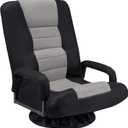 Swivel Floor Gaming Chair w/Armrests,Folding Video Reclining Sofa w/6 Adjustable Position, Padded Backrest & Cushion, Lazy Lounger Couch for E-Sports, Reading, Relaxing, Watching TV, Grey