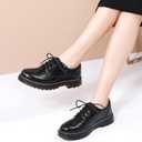 Womens Platform Wingtip Flat Oxfords Cozy Lace up Brogues Shoe Comfortable Leather Saddle Shoe Black US 8