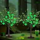 Prelit & Timer - St. Patrick's Day Decorations, 2 Pack 24"/2FT Lighted St Patricks Day Tree Tabletop 24 LED Green Shamrock Lights Berries Eucalyptus Battery Operated St Patricks Day Decor Home Party