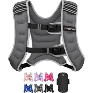 Fragraim Weighted Vest for Women Men - 12lb Weight Vest with Reflective Stripe, Detachable Phone Pouch, Ideal for Walking, Strength Training, Running, Workout, Cardio and Weight Loss - Grey