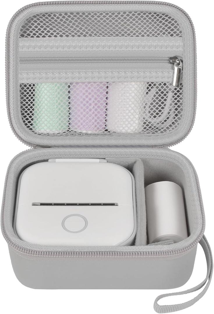 ANKHOH Label Maker Case for Memoking T02/ for Phomemo M02/ M02S/ M02 Pro/ Q30S/ for Nelko PM230/ for Anycash/for Ponek Mini Pocket Printer, Portable Sticker Paper Storage Holder - Box Only (Grey)