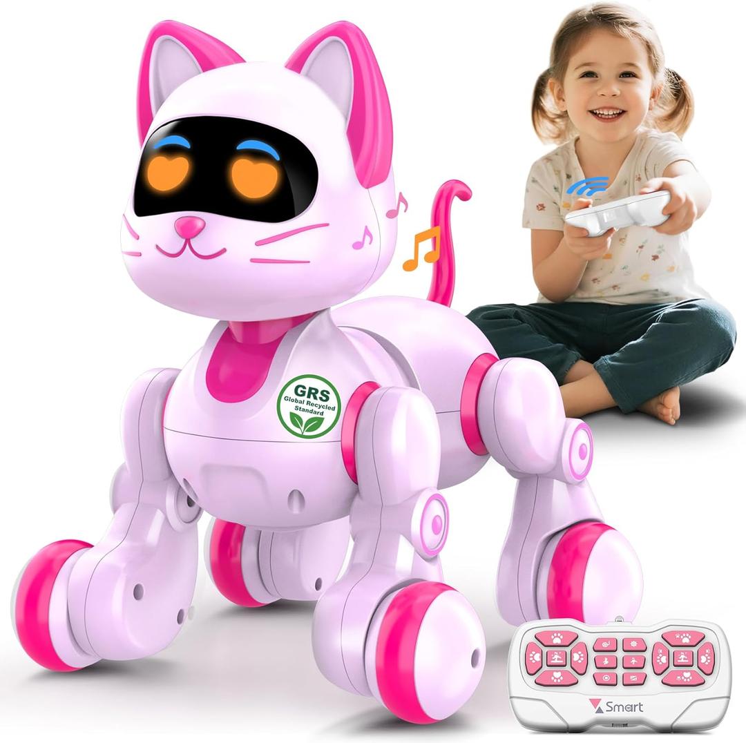 Nicmore Robot Cat Interactive Toys for Girls: Remote Control Pet for Kids Age 4-6 Gifts for 3 4 5 6 7 8 Year Old Gilrs RC Toys with Touch Sensing Gestures Christmas Birthday Gift Ideas (Pink)