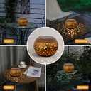 Solar Table Lanterns Outdoor Waterproof - 2 Pack LED Lamp Copper Metal Tabletop Light Solar Powered Decorative Lantern for Indoor Desk Bedroom Patio Garden Pathway Yard