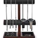 ProCase Watch Holder Stand for Men, Valentines Day Gift for Him Dad Father Boyfriend, Wood Jewelry Display Rack, Necklace Hanger Organizer for Chains Bracelets Rings -Brown