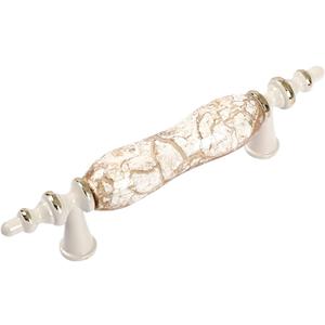 WISHTISY Ceramic Cabinet Handles 6 Pack Dresser Cabinet Pulls 3" Hole Centers Euro Style Drawer Hardware - Ivory White