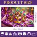 BlissYard Golden Mardi Gras Backdrop Masquerade Party Decorations Banner 71 x 43 inch Mardigras Carnival Celebration Party Photo Booth Photography Background New Orleans Masquerade Party Supplies (Feathered Mask#005)