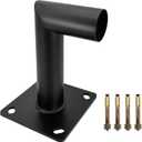 90-Degree Wall Mount Bracket - L-Shape Steel Adapter for 2 3/8 inch Slip Fit Lights & LED Shoebox Street Pole Light , Black Metal, Includes 4 Anchor Bolts
