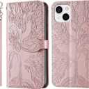 Wallet Case for iPhone 14 5G 6.1" 2022 with Card Holder,iPhone 13 PU Leather Flip Folio Shell Wrist Strap Stand Function Magnetic Closure Phone Cover fits iPhone 14 6.1 inch,Rose Gold