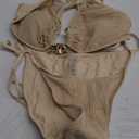 ZAFUL Women's Bikini Sets Ribbed Metal O Ring Criss Cross Two Piece Swimsuit Cheeky High Cut Side Tie Thong Bathing Suit (X-Large)