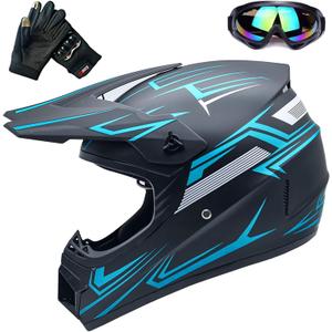Motocross Helmet Fashion Youth Dirt Bike Helmet Unisex-Adult ATV Off-Road Mountain Bike Motorcycle Red Helmet DOT Approved (Medium, BLUE)