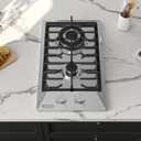Empava 12 Inch Built-In Gas Cooktop with 2 Sealed SABAF Burners, Stainless Steel Surface, Dishwasher Safe Cast Iron Grates, NG/LPG Convertible