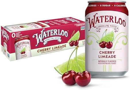 Waterloo Sparkling Water, Cherry Limeade Naturally Flavored, 12 Fl Oz Cans (2 Packs of 12) – Zero Calories and Zero Sugar or Sweeteners