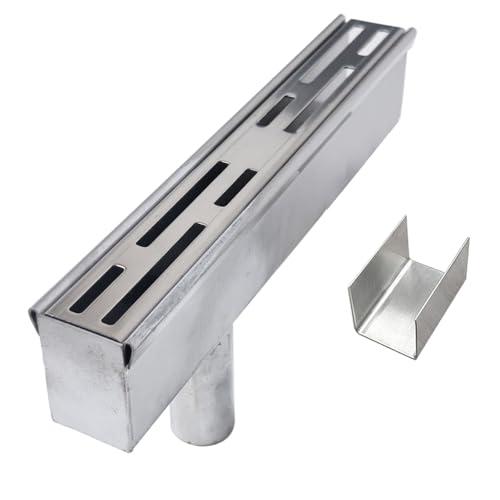 Pool Deck Drain Channel Accessories, End Cap with 13/16" Diameter Round Pipe Bottom Outlet & 1 Connectors for 1-1/4" Wide SXSJMY Pool Drains/Mini Water Drainage Channel