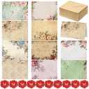 Motiskyy 100 Pcs Blank Note Cards and Envelopes 4x6 Vintage Floral Blank Greeting Cards with Matching Peel-and-seal Stickers Plain Notecards Stationery for Valentine's Day Mother's Day, 10 Designs