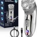 Sakioo Electric Razor for Men, Rechargeable LED Display, Wet/Dry Waterproof, Cordless with Pop Up Trimmer, Silver
