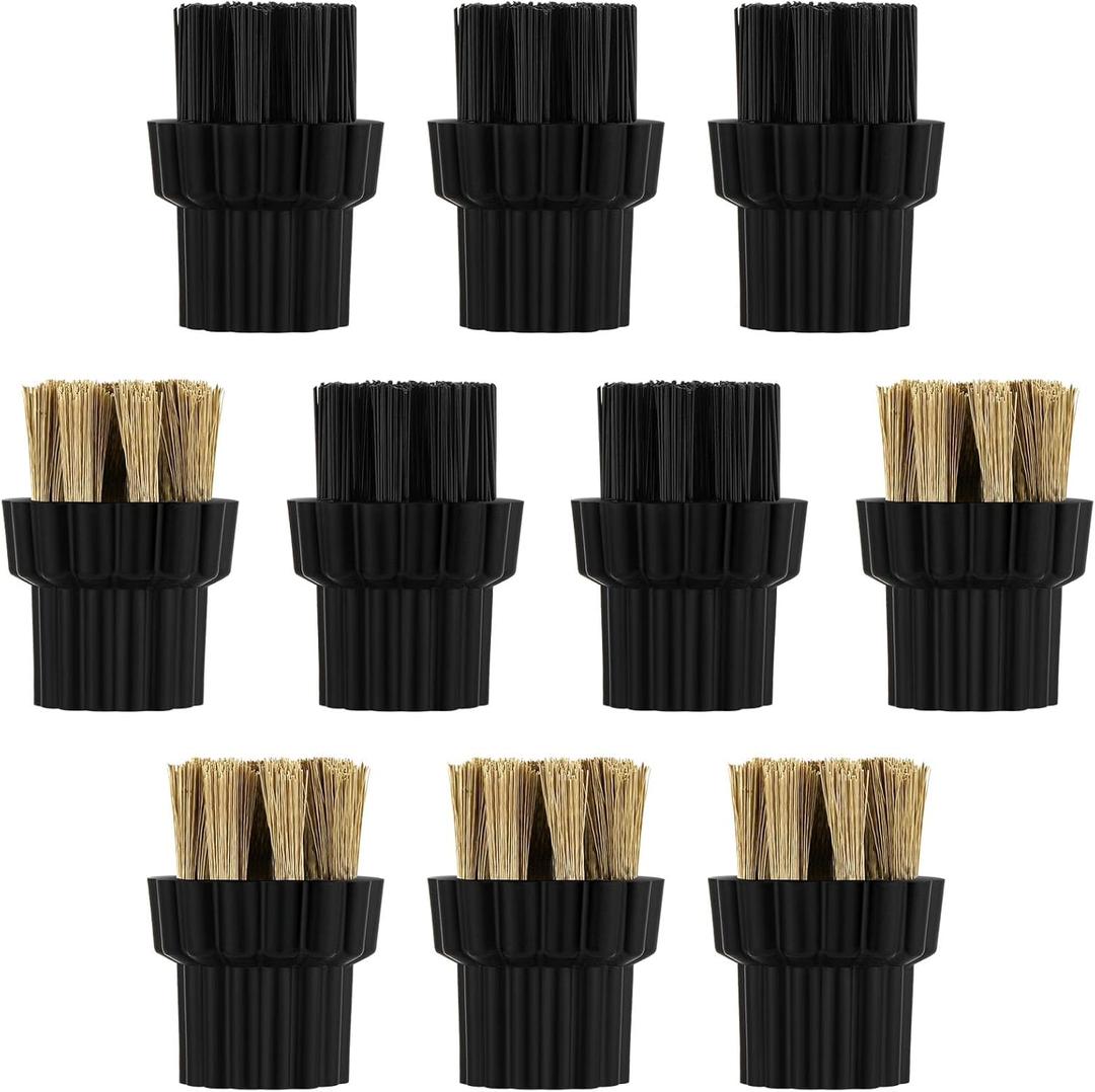 Honeydak 10 Pcs M8 Steam Cleaner Brush Head Steamer Replacement Attachments for Hard Surface Nylon and Brass Brush Head Bulk Steam Cleaner Accessories Mop Parts