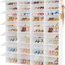 Shoe Rack Organizer 12 Tier Shoe Storage Cabinet with Door 96 Pair Tall Shoes Rack Expandable Free Standing Sturdy Plastic Easy Assembly Shoes Shelf for Closet Entryway Bedroom Hallway White