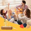 Light Up Guitar Pick Holder - Electric Headstock Shaped Acrylic & Wooden USB Powered Display Case Storage - Guitar Accessories Gift for Players Men (Color-a)