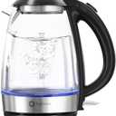 Brightown Electric Glass Kettle for Tea and Coffee, BPA-Free, Fast Boiling, Auto Shut-Off, 1.7 L, 1500W