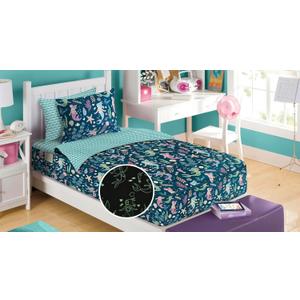 All-in-One Zippered Bedding Set for Kids Comforter, Fitted Sheet, Pillowcase, & Sham Set, for Hard-to-Make Beds - 100% Hypoallergenic & Vegan. This Set Glows in THE Dark!, Full