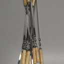 12 Pack Kabob Skewers BBQ Barbecue Skewers Stainless Steel Sticks 23.5 Inch Heavy Duty Large Wide Reusable with Nonslip Wooden Handle Ideal for Shish Kebab Chicken Shrimp and Vegetables