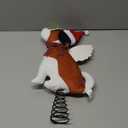 Dog Christmas Tree Topper with Glitter Star & Wings Xmas Tree Ornament Black and White Puppy Winter Holidays Home Decoration Puppy Wreath Attachment Festive Gift Ideas Supplies