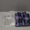 Betusline Girls' Plaid Flannel Shirt, Kids Long Sleeve Button Button Shirts Tops, F Purple & Green, 8-9 Years= Tag 150