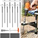 Heavy-Duty Trampoline Stakes for High Wind, 10-Inch Galvanized Steel Rebar Ground Anchors with Drill Bit, Rust-Proof Tie Downs for Hard Soil, Tent, Swing Sets & Canopies (8 Pack)
