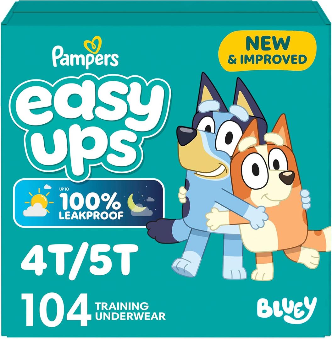 Pampers Training Pants - Easy Ups Boys & Girls Bluey - Size 4T-5T, 104 Count, Children's Potty Underwear 