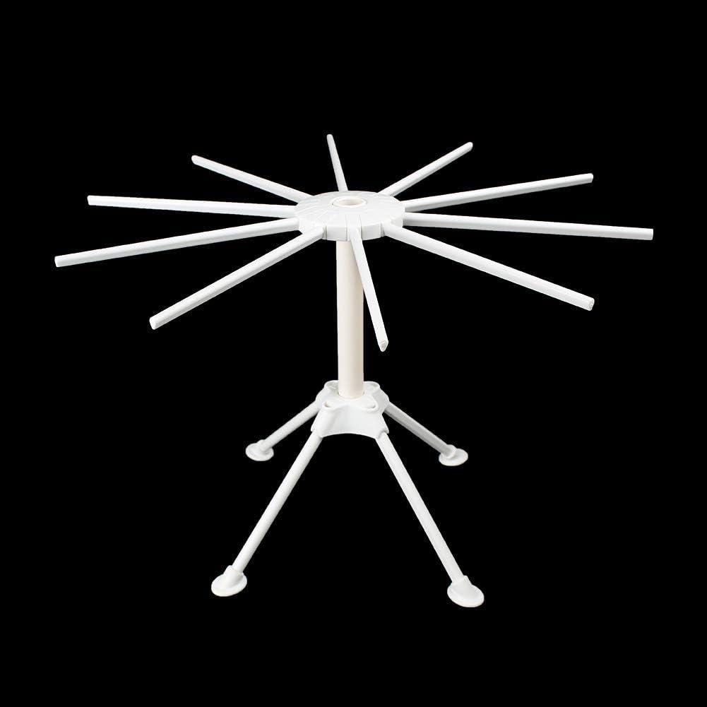 1 Pack Foldable Pasta Drying Rack, Homemade Fresh Spaghetti Stand Collapsible Dryer Noodle Hanger for Kitchen with 10 Arms, White