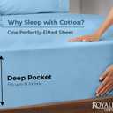 Royale Linens 100% Organic Cotton Fitted Sheet - Percale Weave - Super Soft Deep Pocket Bottom Sheets - Lake Blue Elastic Sheet Queen Size - Queen Fitted Sheets Only - (60"x80"+15", Lake Blue)