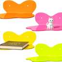 PercyEffie 4 Pack Acrylic Floating Shelves wavy acrylic shelves for display shelf colorful room decor cute wall decor for Toy,Makeup,Figure,Nail PolishWall Organizer for Bathroom, Bedroom, Living Room