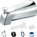 Enhon Tub Spout, Universal Fits 1/2'' Copper Pipe, 1/2'' IPS and 3/4'' IPS, Bathroom Bathtub Tub Faucet Replacement with Adapters (with Diverter,Chrome)