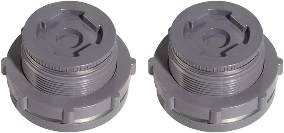 Ququyi 1.5 Inch PVC Bulkhead Water Tank Connector Adapter Fitting with Plugs Thru-Bulk Pipe Fitting for Rain Barrels, Aquariums, Ponds(Set of 2)